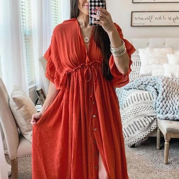 Elegant Backless Rust Maxi Dress - Picture 12 of 12